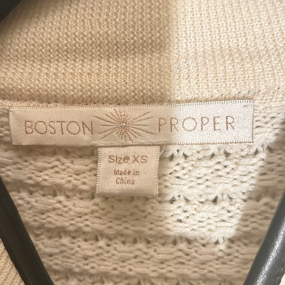 Boston Proper Textured Sweater Coat Size X-Small Beaded Zip Front - Picture 4 of 13